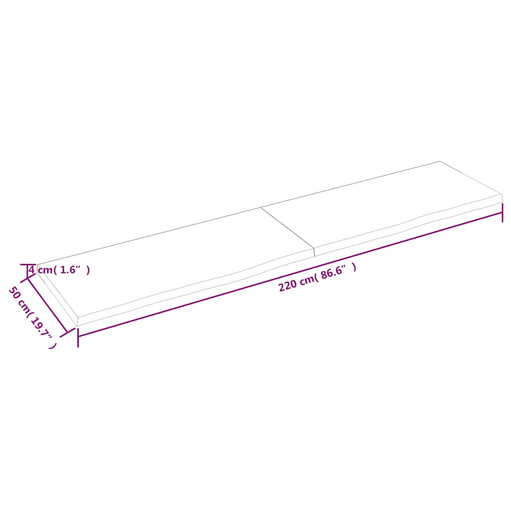 Dessus de table marron foncé bois chêne massif traité