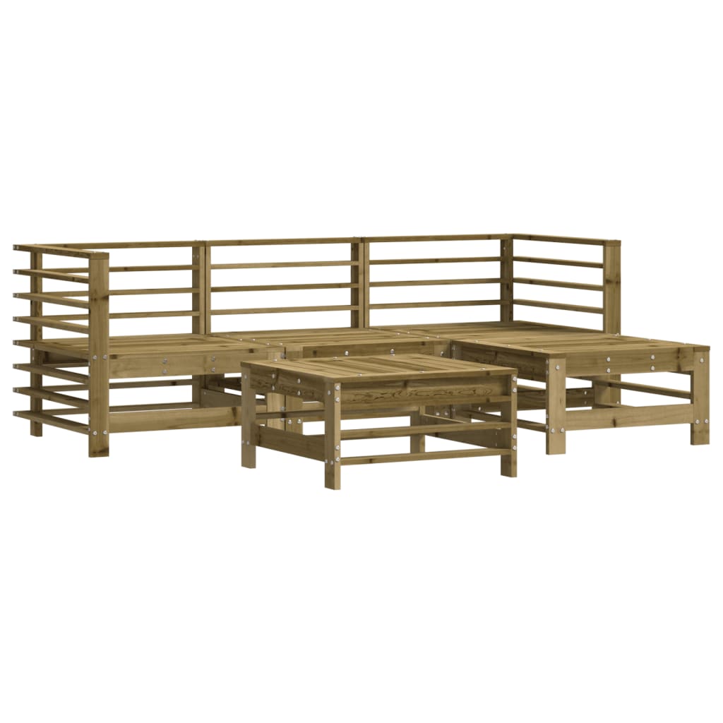 Salon de jardin 5 pcs avec coussins bois de pin imprégné