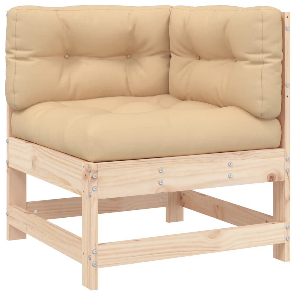 Salon de jardin 6 pcs avec coussins bois massif