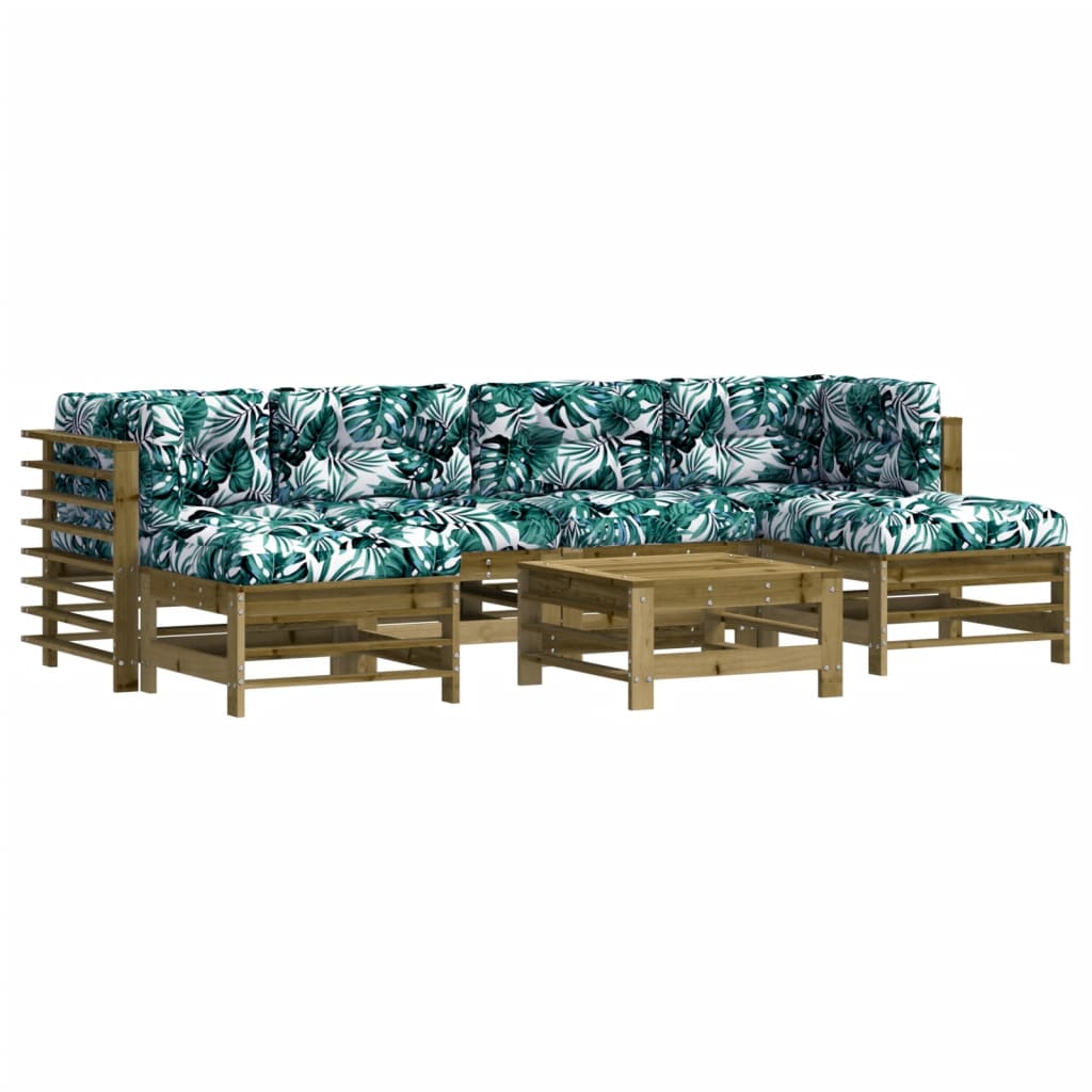 Salon de jardin 7 pcs avec coussins bois de pin imprégné