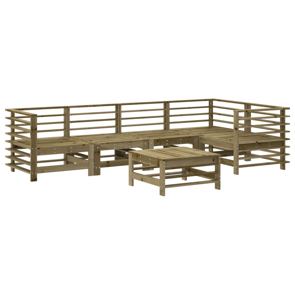 Salon de jardin 6 pcs avec coussins bois de pin imprégné