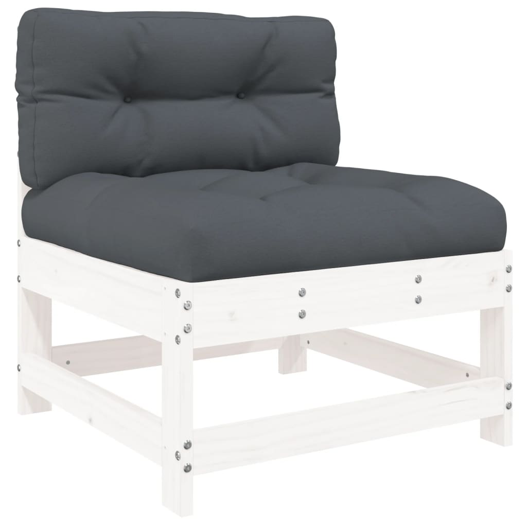 Salon de jardin 4 pcs avec coussins blanc bois massif