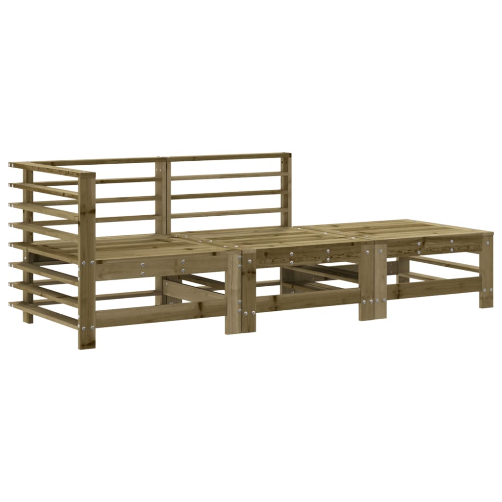 Salon de jardin 3 pcs avec coussins bois de pin imprégné