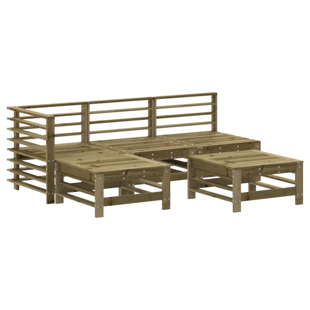 Salon de jardin 5 pcs avec coussins bois de pin imprégné