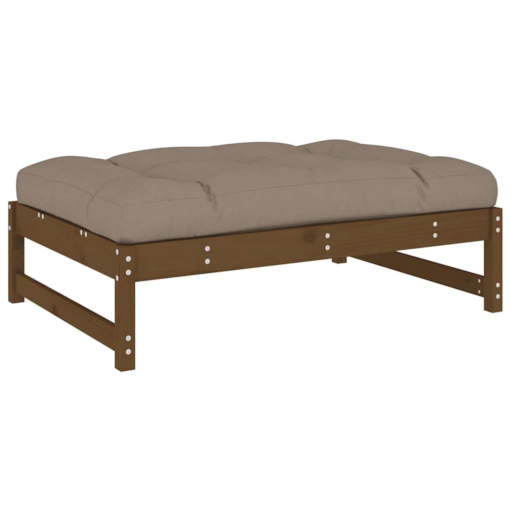 Salon de jardin 2 pcs avec coussins marron miel bois massif