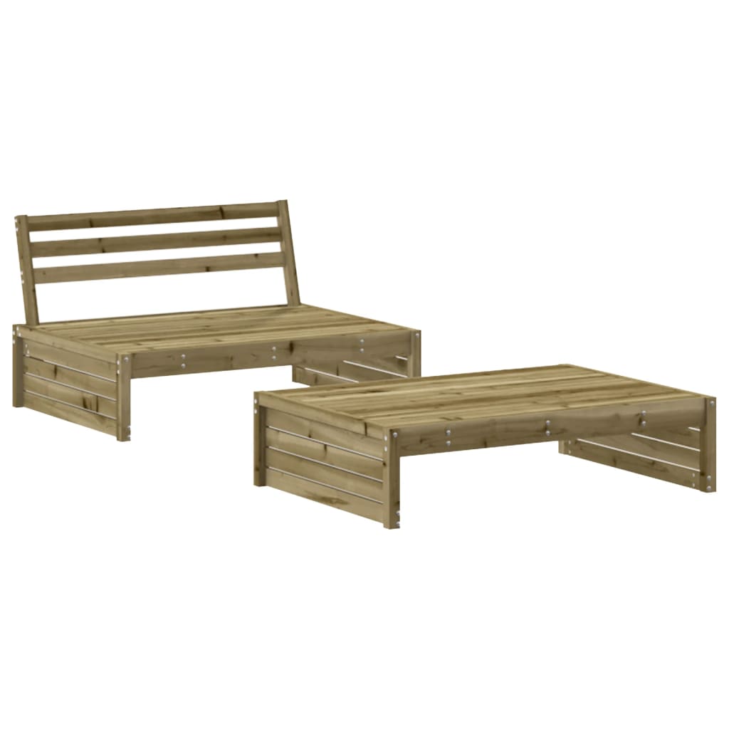 Salon de jardin 2 pcs avec coussins bois de pin imprégné