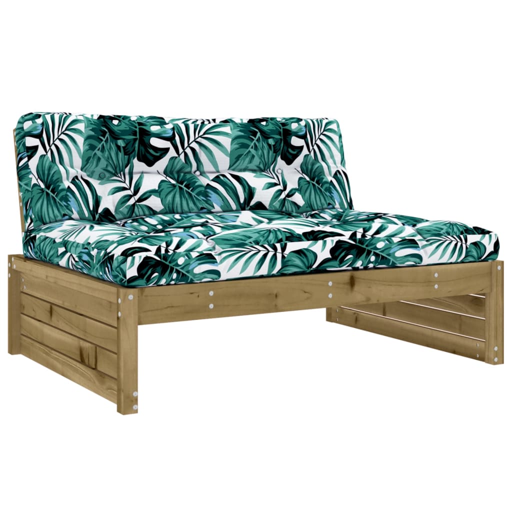 Salon de jardin 2 pcs avec coussins bois de pin imprégné