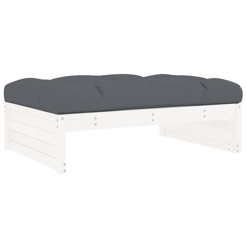 Salon de jardin 4 pcs avec coussins blanc bois massif
