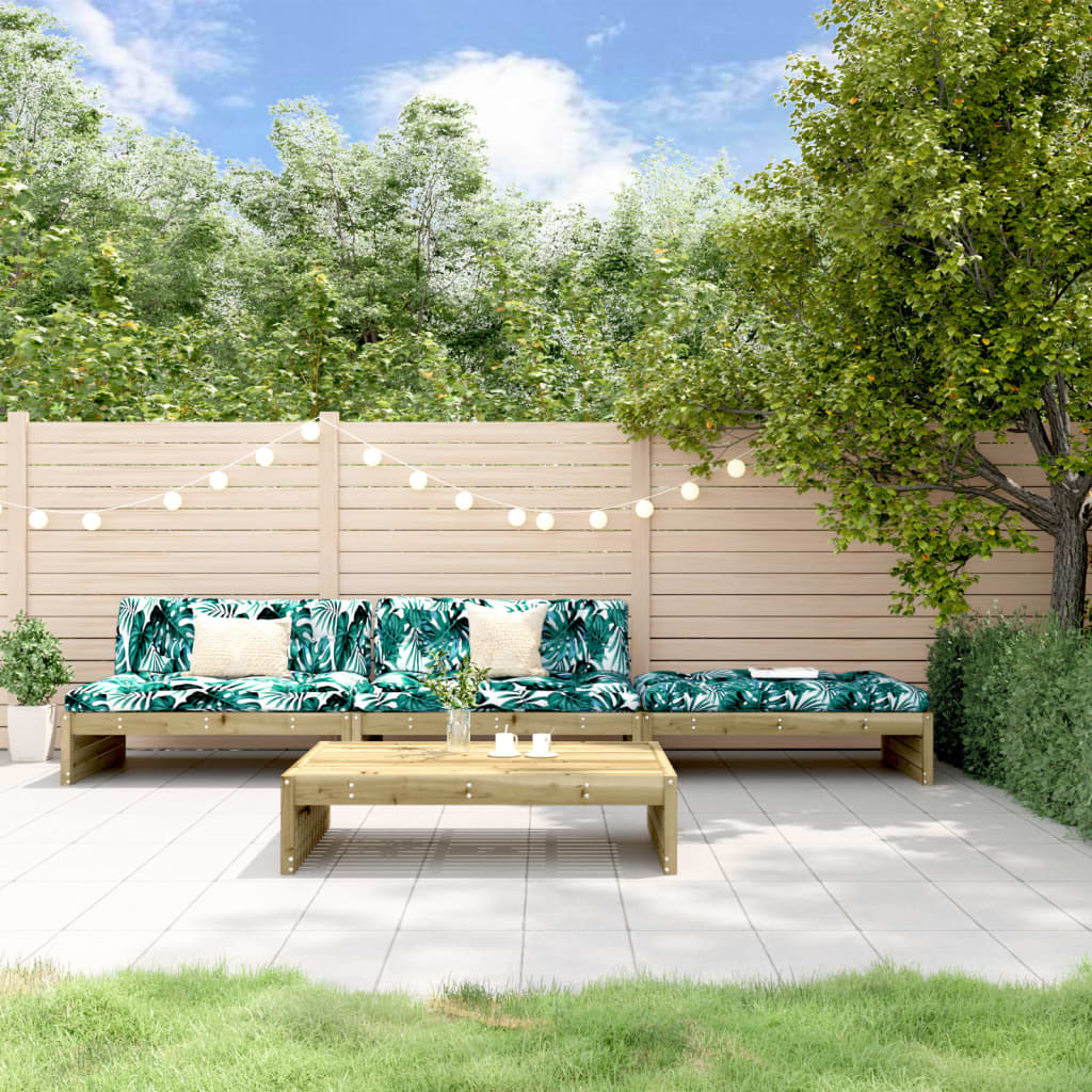 Salon de jardin 4 pcs avec coussins bois de pin imprégné