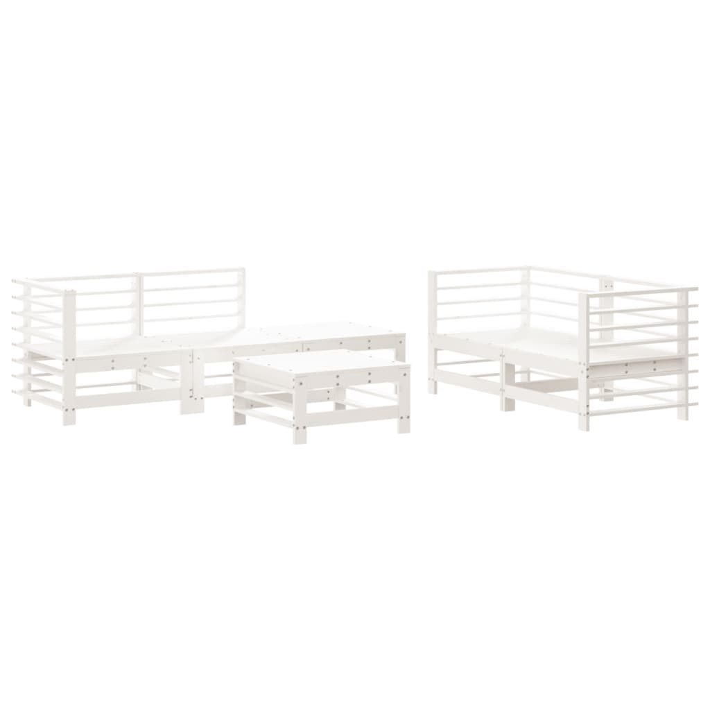 Salon de jardin 6 pcs Blanc Bois de pin massif