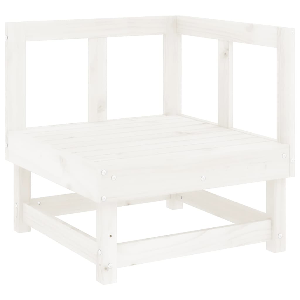 Salon de jardin 7 pcs Blanc Bois de pin massif