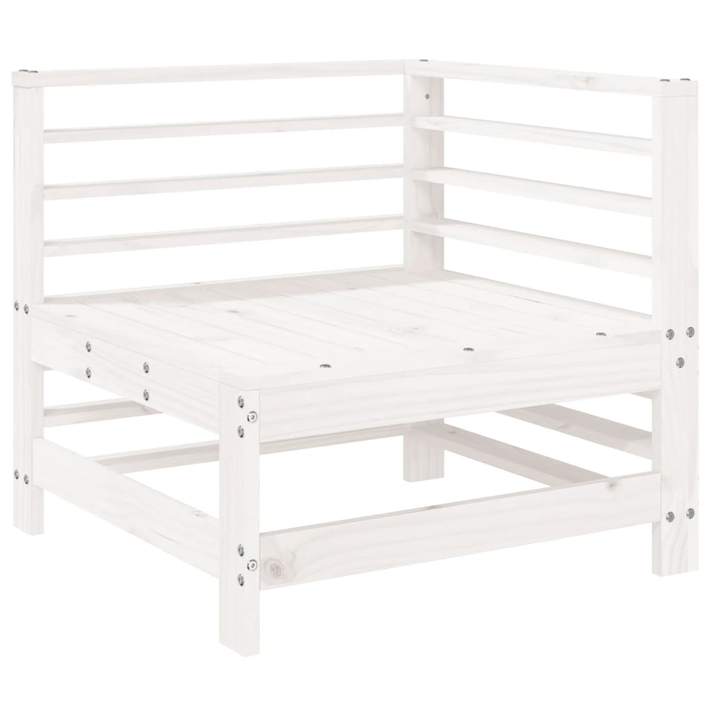 Salon de jardin 9 pcs Blanc Bois de pin massif