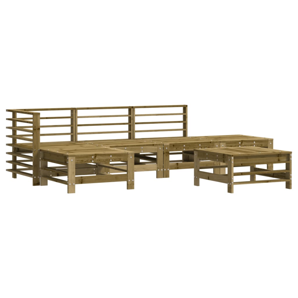 Salon de jardin 6 pcs bois de pin imprégné