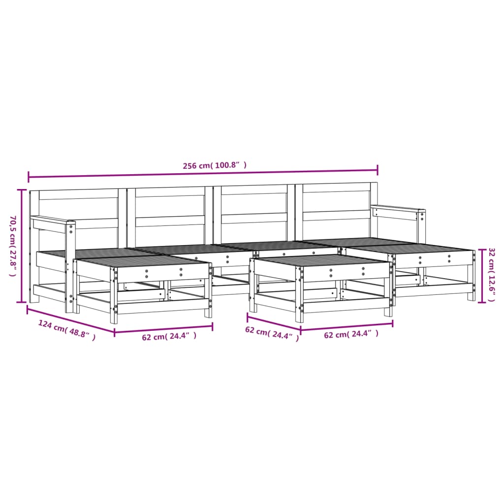 Salon de jardin 7 pcs bois massif douglas