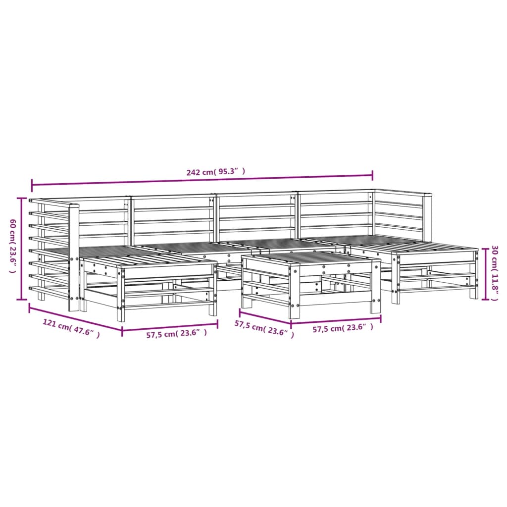 Salon de jardin 7 pcs bois massif douglas