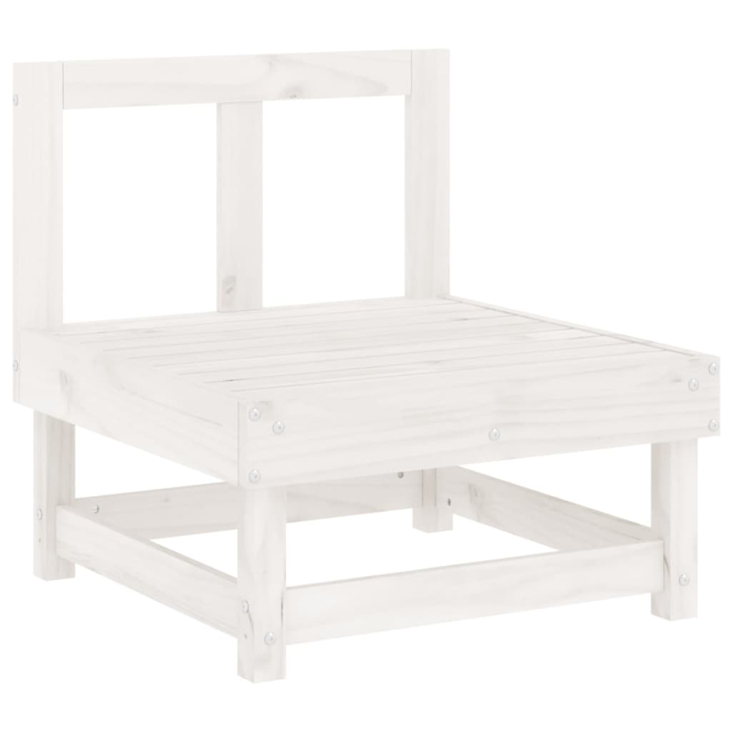 Salon de jardin 5 pcs blanc bois massif de pin