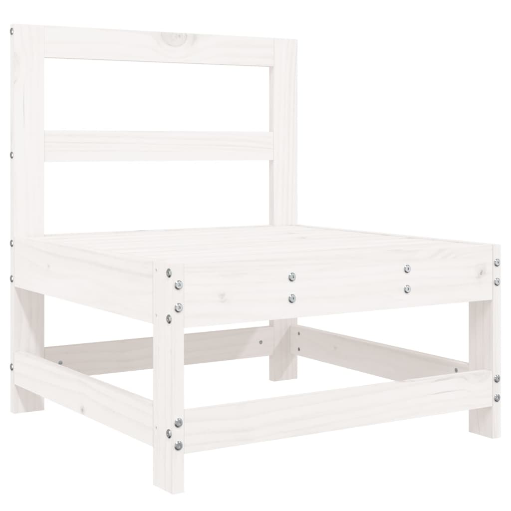 Salon de jardin 5 pcs blanc bois massif de pin