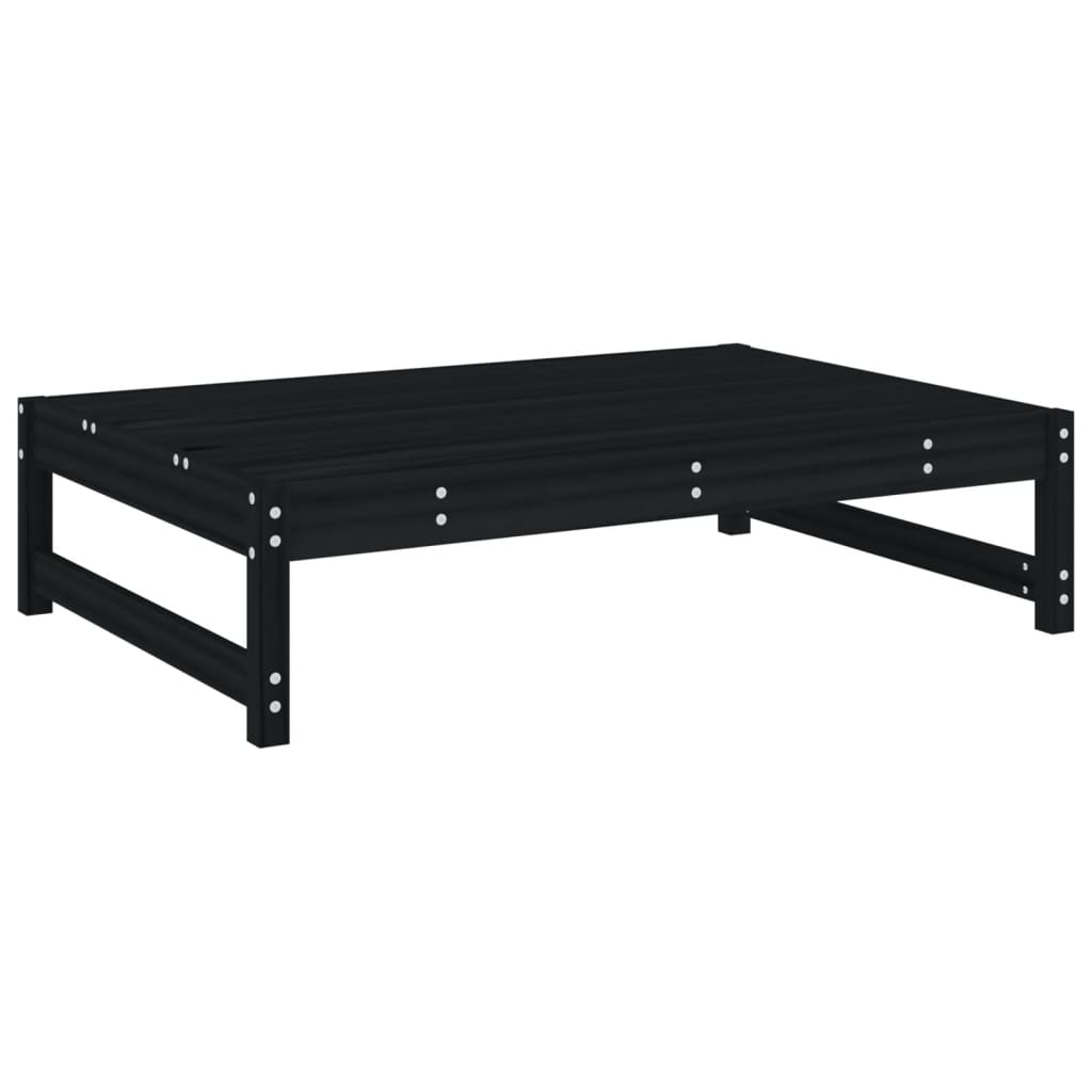 Salon de jardin 4 pcs noir bois massif de pin