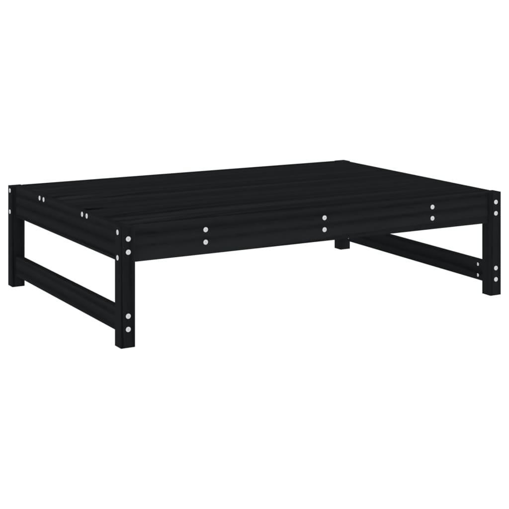 Salon de jardin 5 pcs noir bois massif de pin