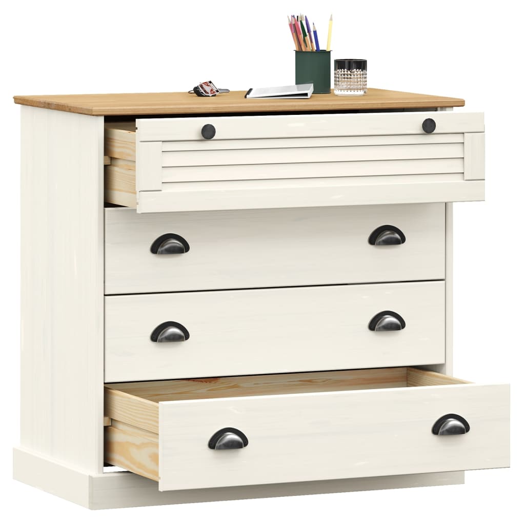 Commode VIGO blanc 80x40x76 cm bois massif de pin - XIOS