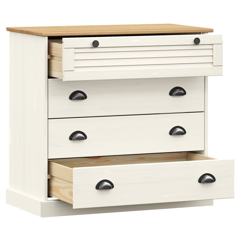 Commode VIGO blanc 80x40x76 cm bois massif de pin - XIOS