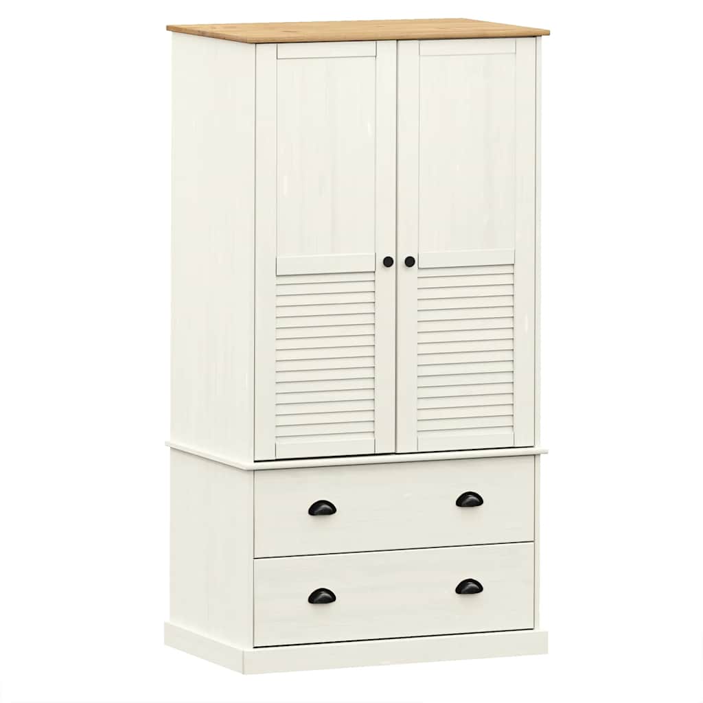 Garde-robe VIGO blanc 90x55x170 cm bois massif de pin - XIOS