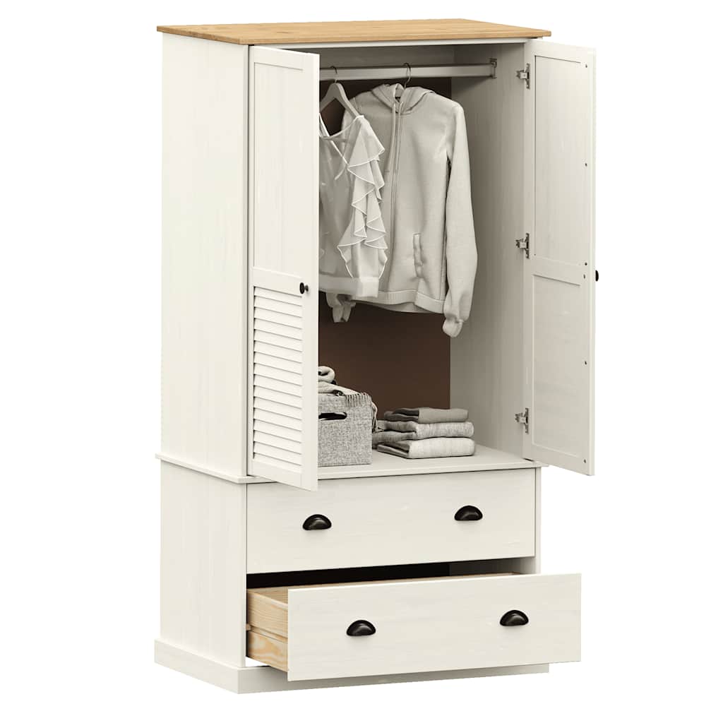 Garde-robe VIGO blanc 90x55x170 cm bois massif de pin - XIOS
