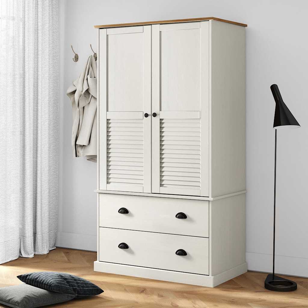 Garde-robe VIGO blanc 90x55x170 cm bois massif de pin - XIOS