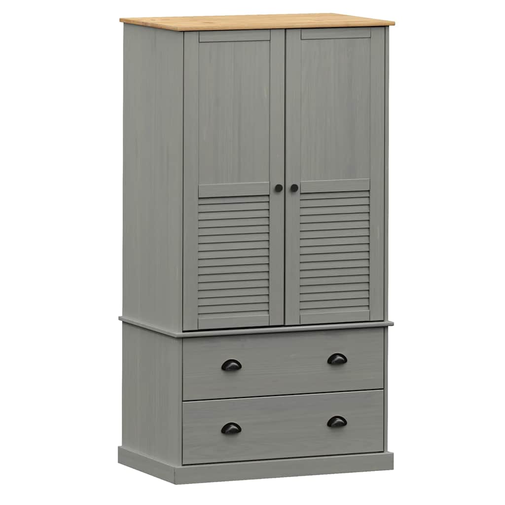 Garde-robe VIGO gris 90x55x170 cm bois massif de pin - XIOS