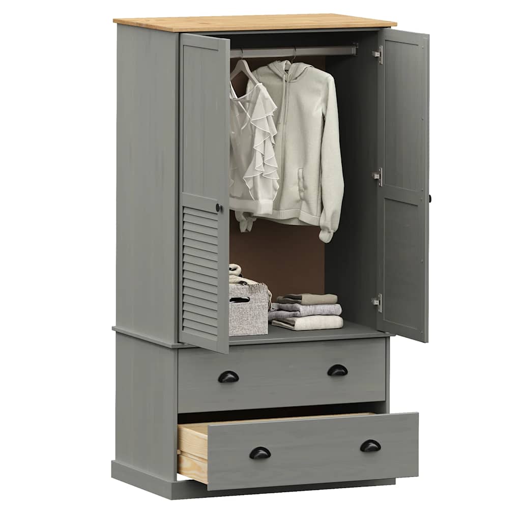 Garde-robe VIGO gris 90x55x170 cm bois massif de pin - XIOS