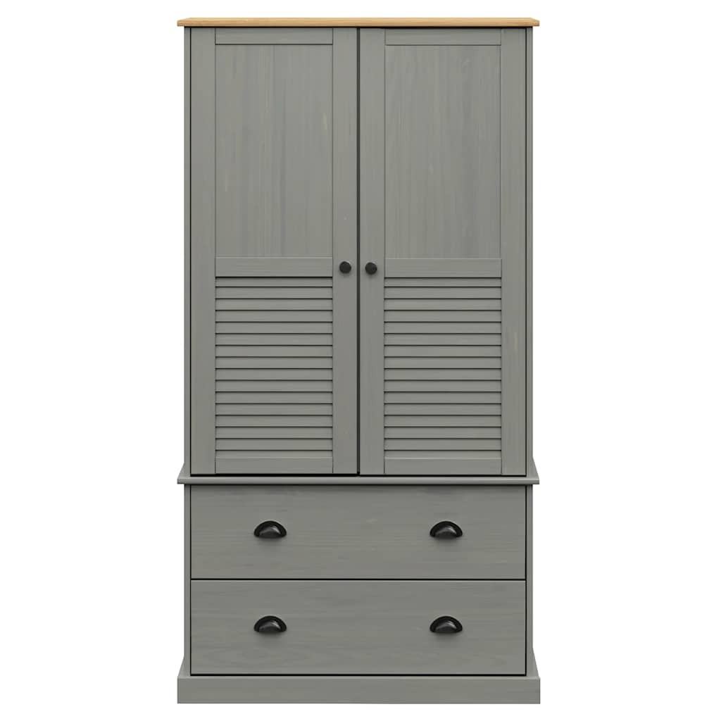 Garde-robe VIGO gris 90x55x170 cm bois massif de pin - XIOS
