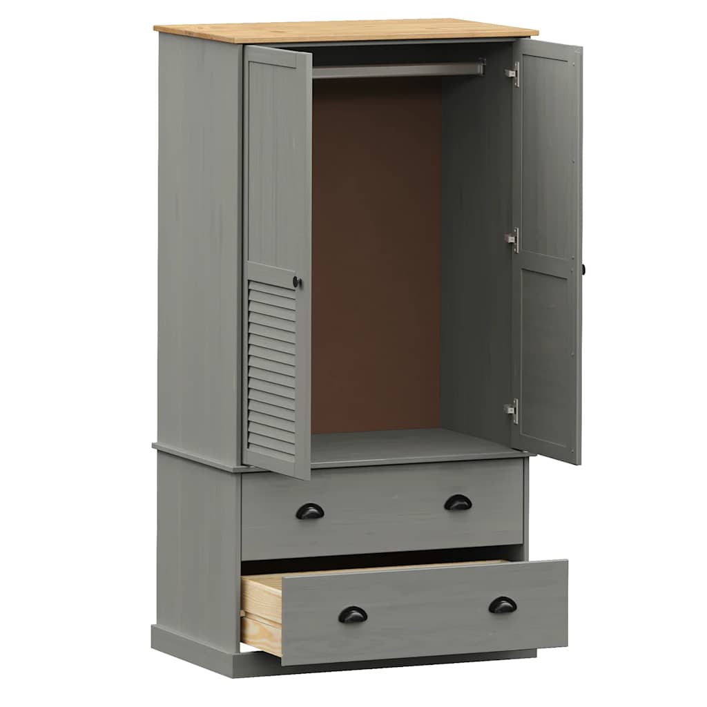 Garde-robe VIGO gris 90x55x170 cm bois massif de pin - XIOS