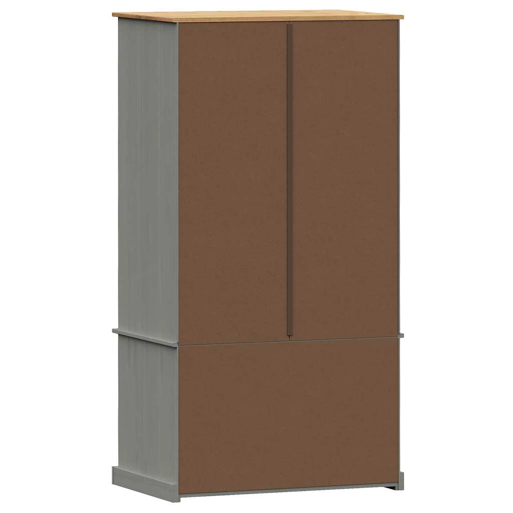 Garde-robe VIGO gris 90x55x170 cm bois massif de pin - XIOS