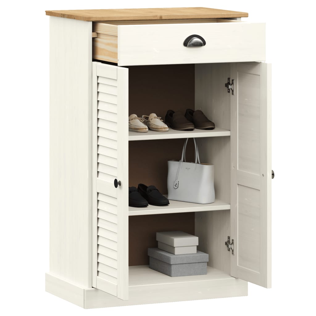 Armoire à chaussures VIGO blanc 60x35x96 cm bois massif de pin - XIOS