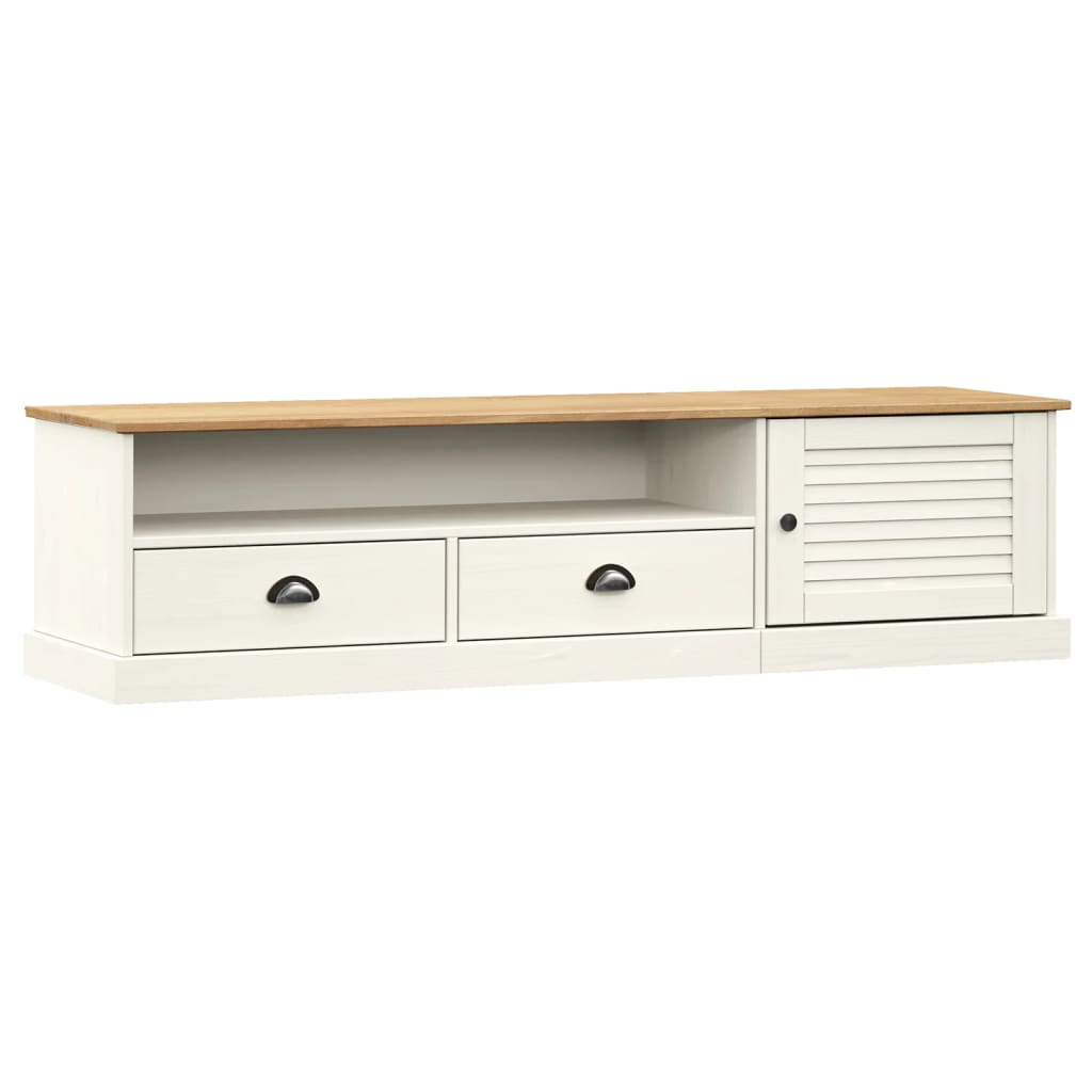 Meuble TV VIGO blanc 156x40x40 cm bois massif de pin - XIOS