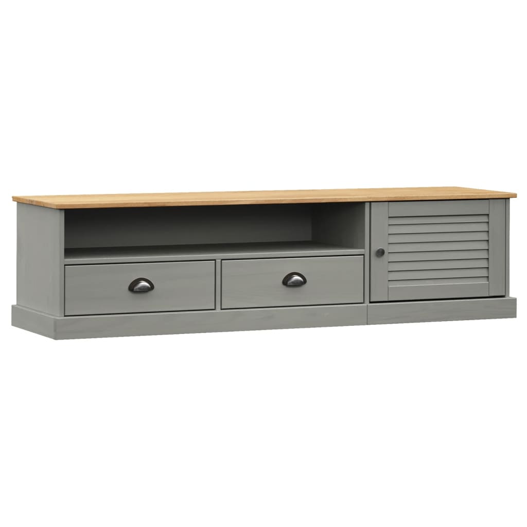Meuble TV VIGO gris 156x40x40 cm bois massif de pin - XIOS