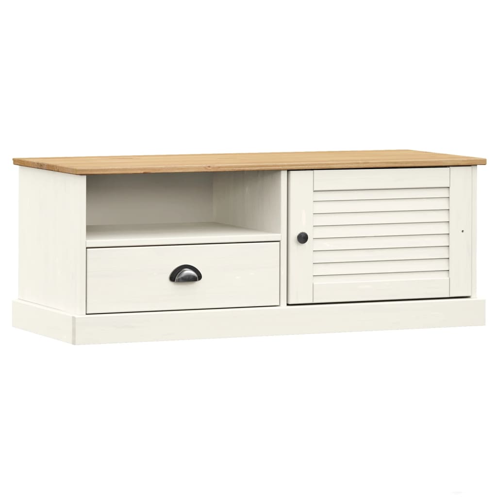 Meuble TV VIGO blanc 106x40x40 cm bois massif de pin - XIOS
