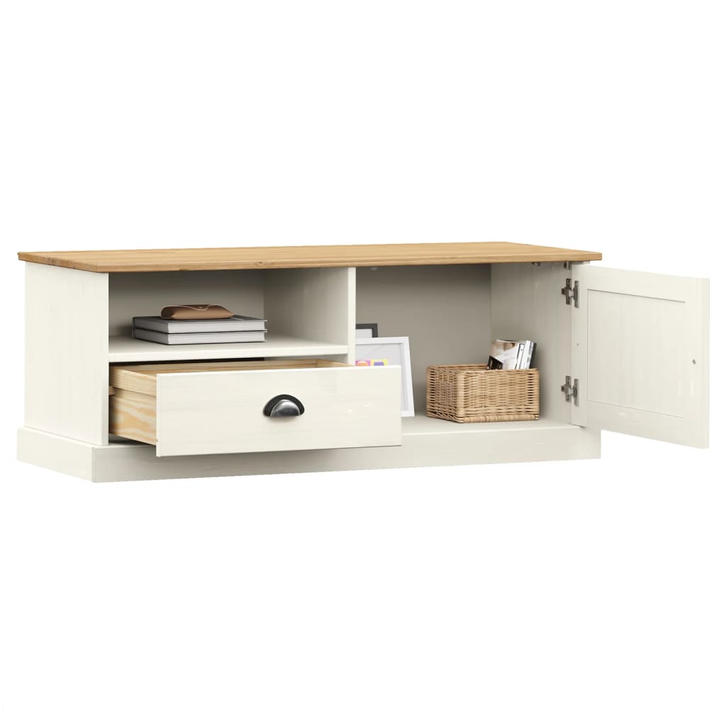 Meuble TV VIGO blanc 106x40x40 cm bois massif de pin - XIOS