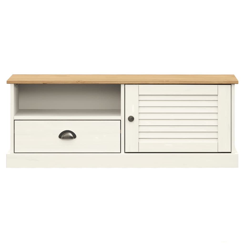 Meuble TV VIGO blanc 106x40x40 cm bois massif de pin - XIOS