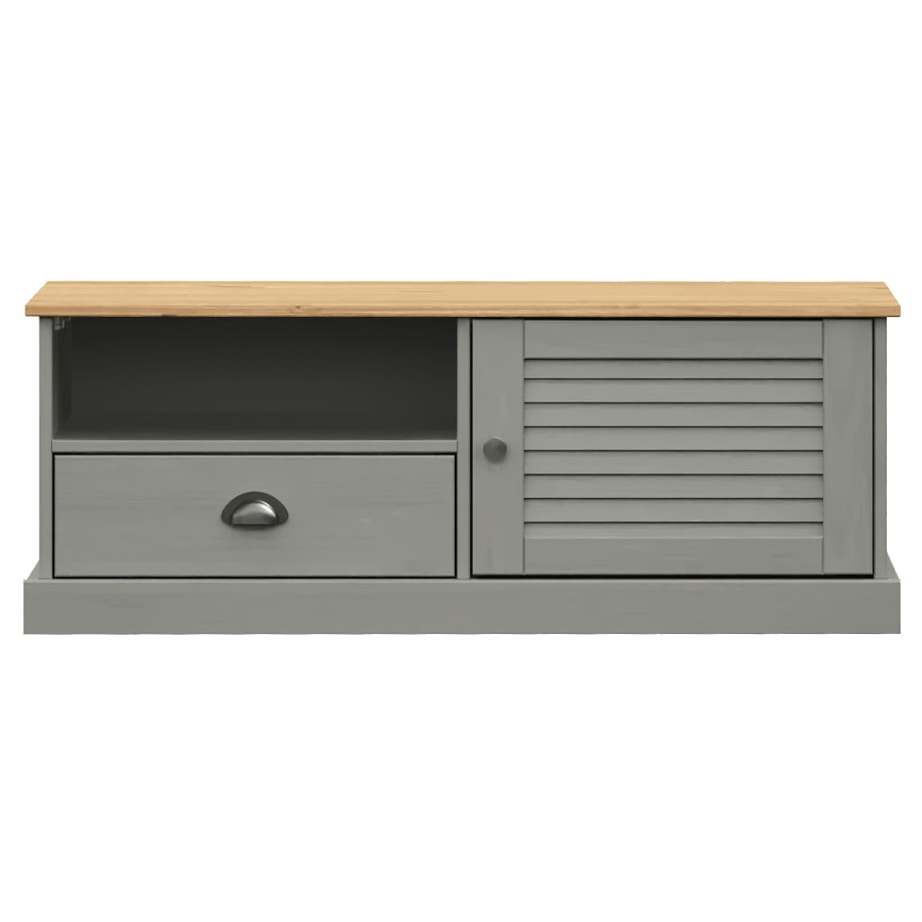 Meuble TV VIGO gris 106x40x40 cm bois massif de pin - XIOS