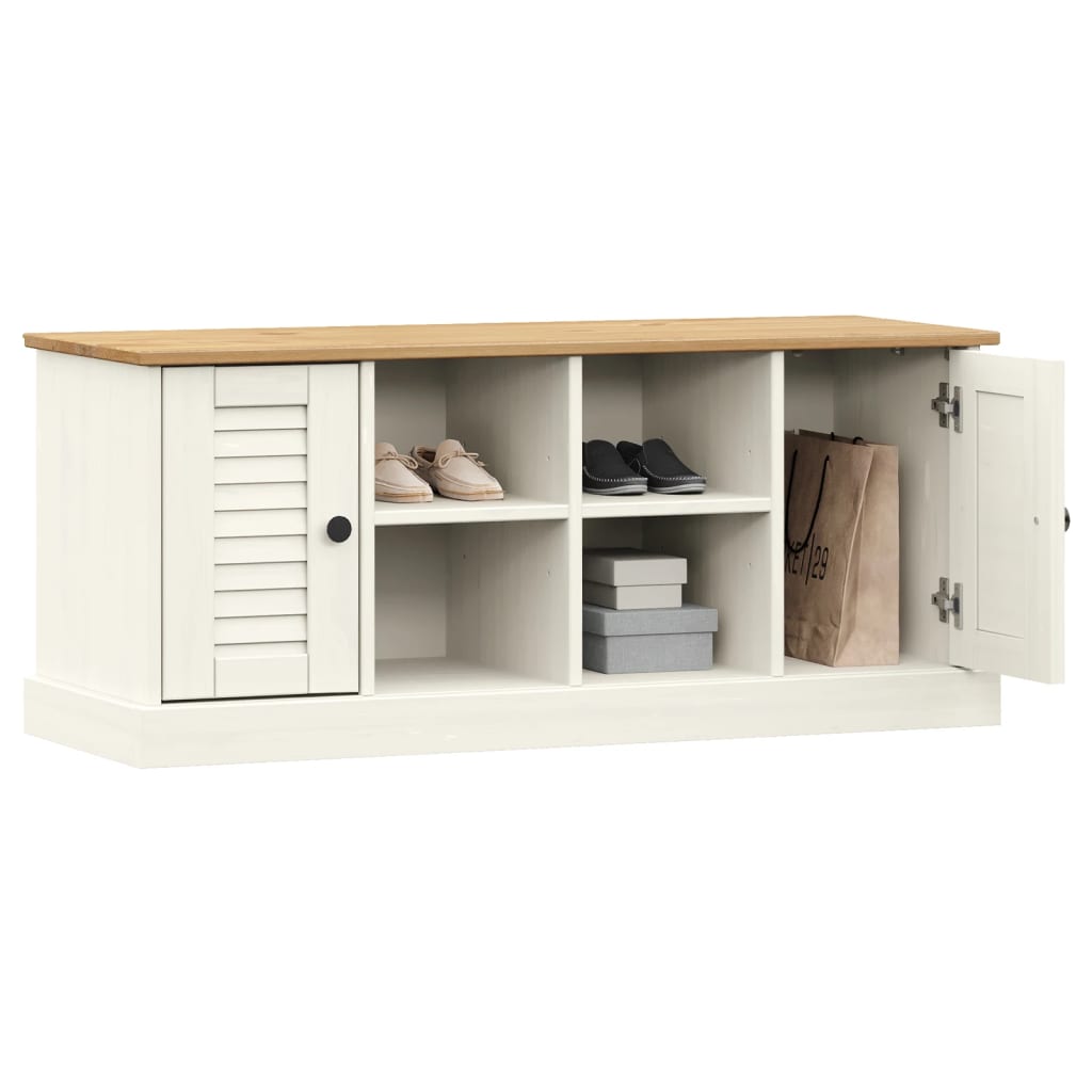 Banc à chaussures VIGO blanc 106x35x45 cm bois massif de pin - XIOS