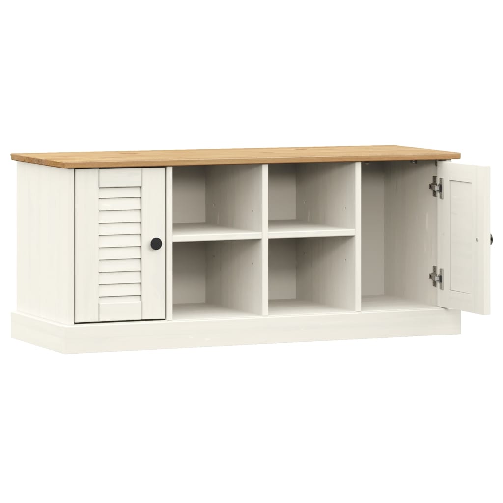 Banc à chaussures VIGO blanc 106x35x45 cm bois massif de pin - XIOS