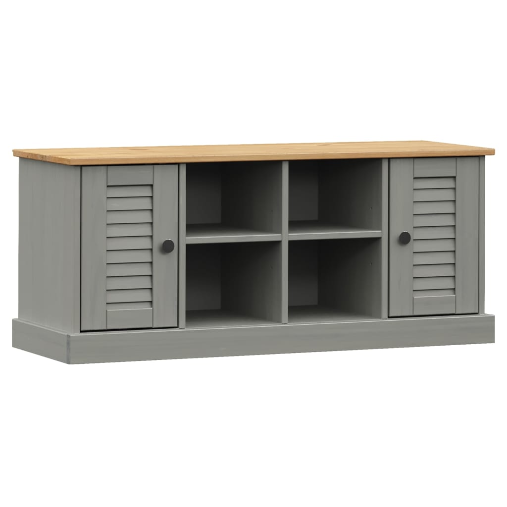 Banc à chaussures VIGO gris 106x35x45 cm bois massif de pin - XIOS
