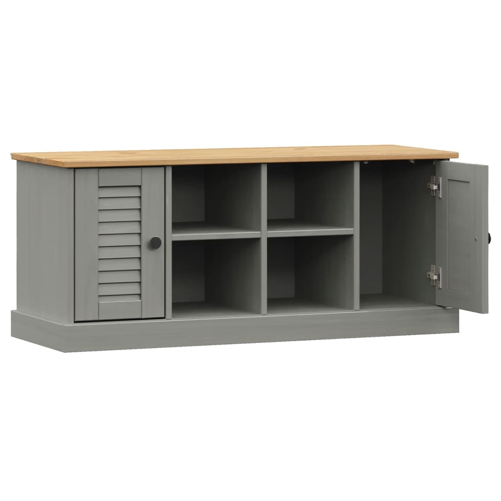 Banc à chaussures VIGO gris 106x35x45 cm bois massif de pin - XIOS
