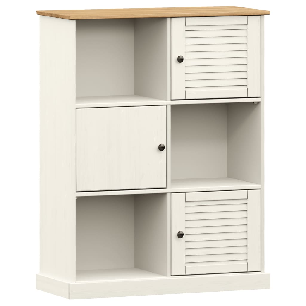 Bibliothèque VIGO blanc 90x35x114,5 cm bois massif de pin - XIOS