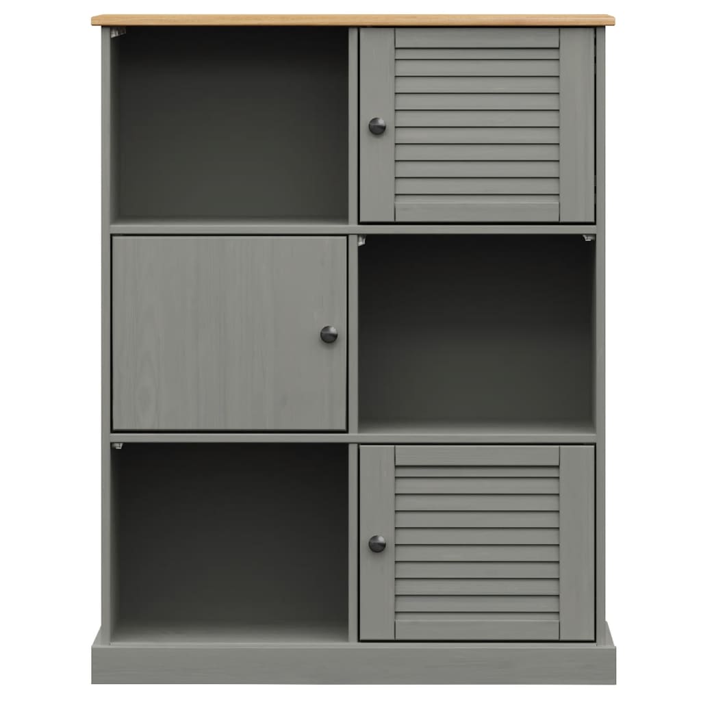 Bibliothèque VIGO gris 90x35x114,5 cm bois massif de pin - XIOS