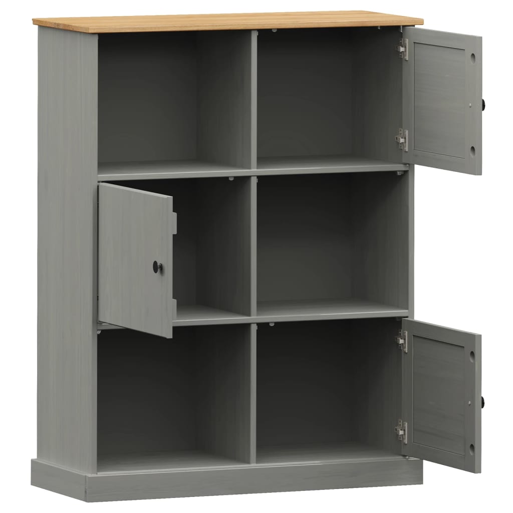 Bibliothèque VIGO gris 90x35x114,5 cm bois massif de pin - XIOS