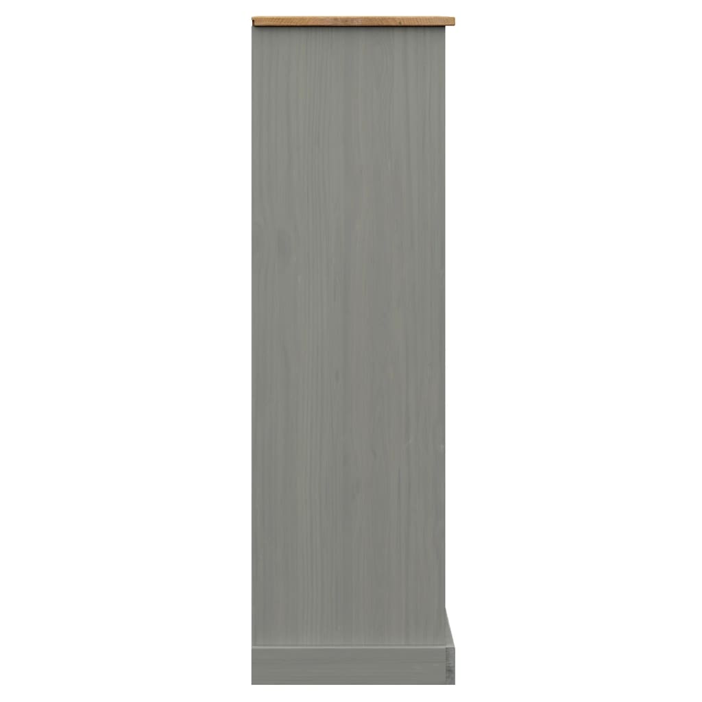 Bibliothèque VIGO gris 90x35x114,5 cm bois massif de pin - XIOS