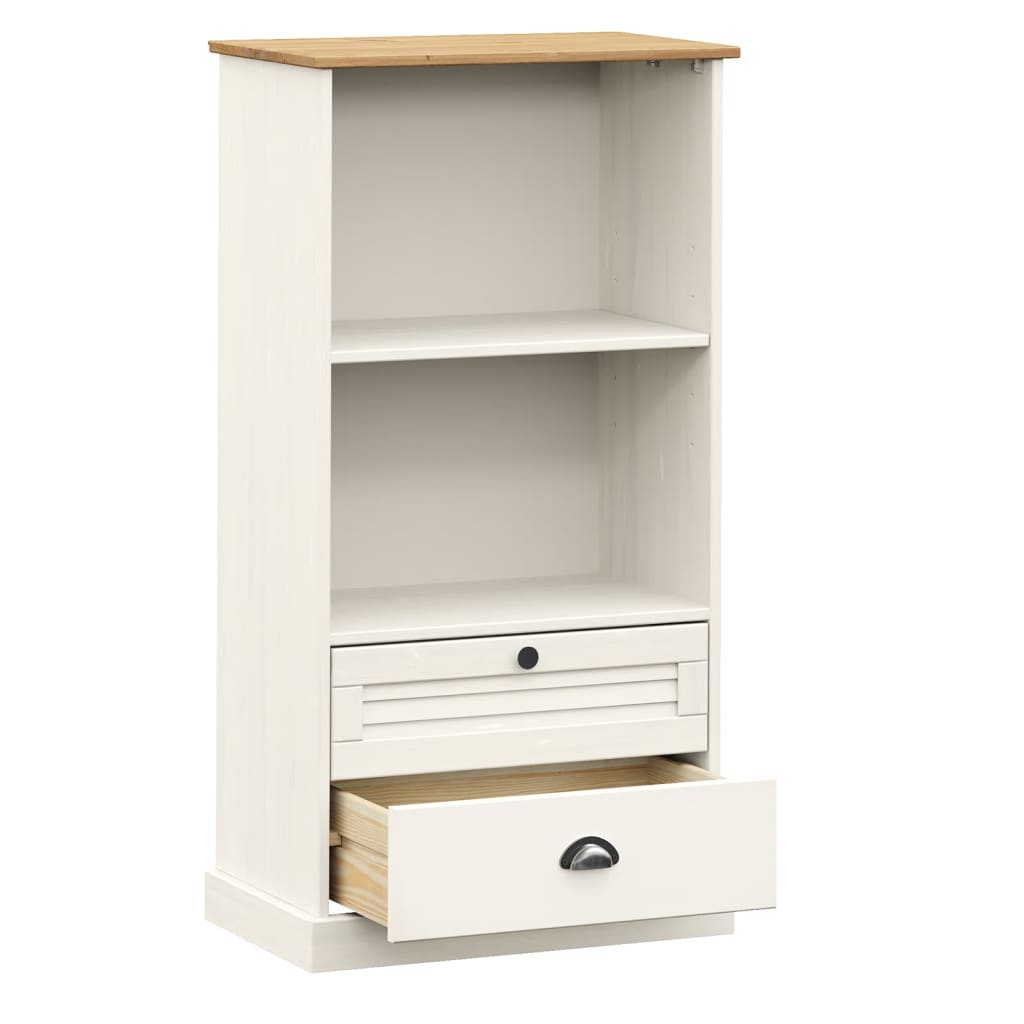 Bibliothèque VIGO blanc 60x35x114,5 cm bois massif de pin - XIOS