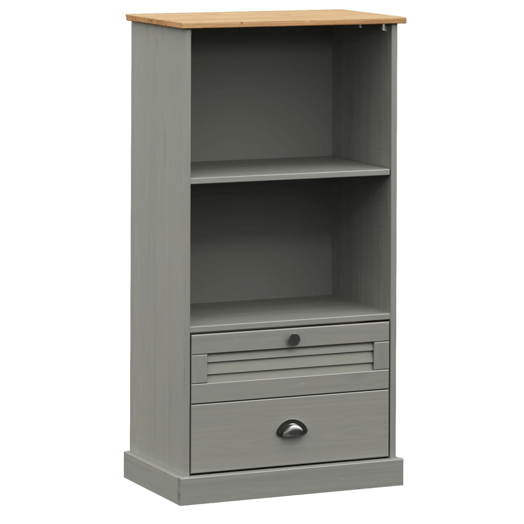 Bibliothèque VIGO gris 60x35x114,5 cm bois massif de pin - XIOS